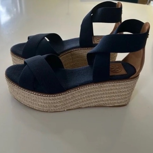 NWOT Tory Burch Frieda Espadrilles Navy Blue - Picture 5 of 7
